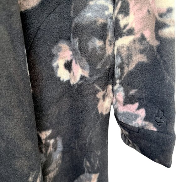 Cuddl Duds Long Fleece Cardigan Medium Gray Print Open Waterfall Duster Robe - Picture 8 of 9